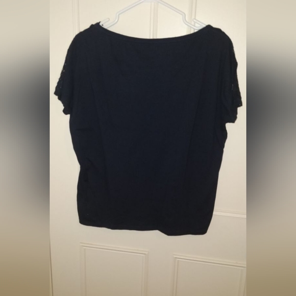 Navy Blue Lace Front T-Shirt - Picture 3 of 3